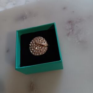 Gold ring adjustable  diamonds simulated